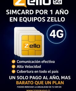 Simcard 1 año para POC ZELLO, Global PTT, Real PTT.