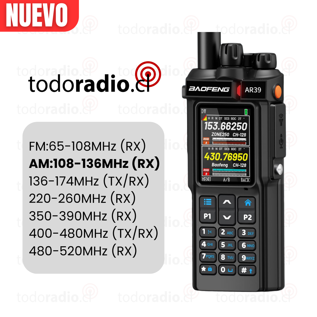 2-3.png Handy Baofeng AR39 2025, 10 Watts, Pantalla Color - Imagen 1