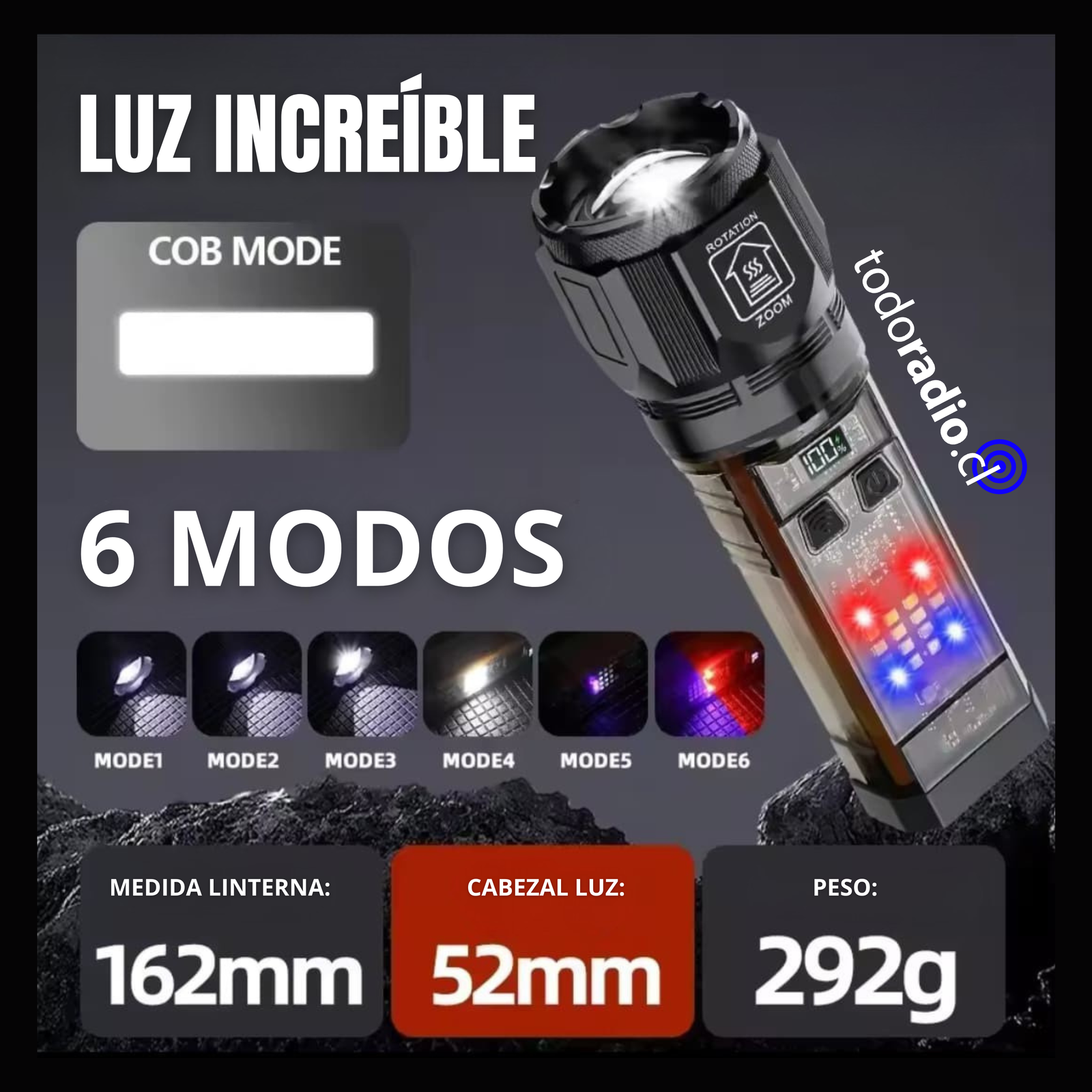 6MODOS.zip-2.png Linterna LaserLed Solar - Imagen 1